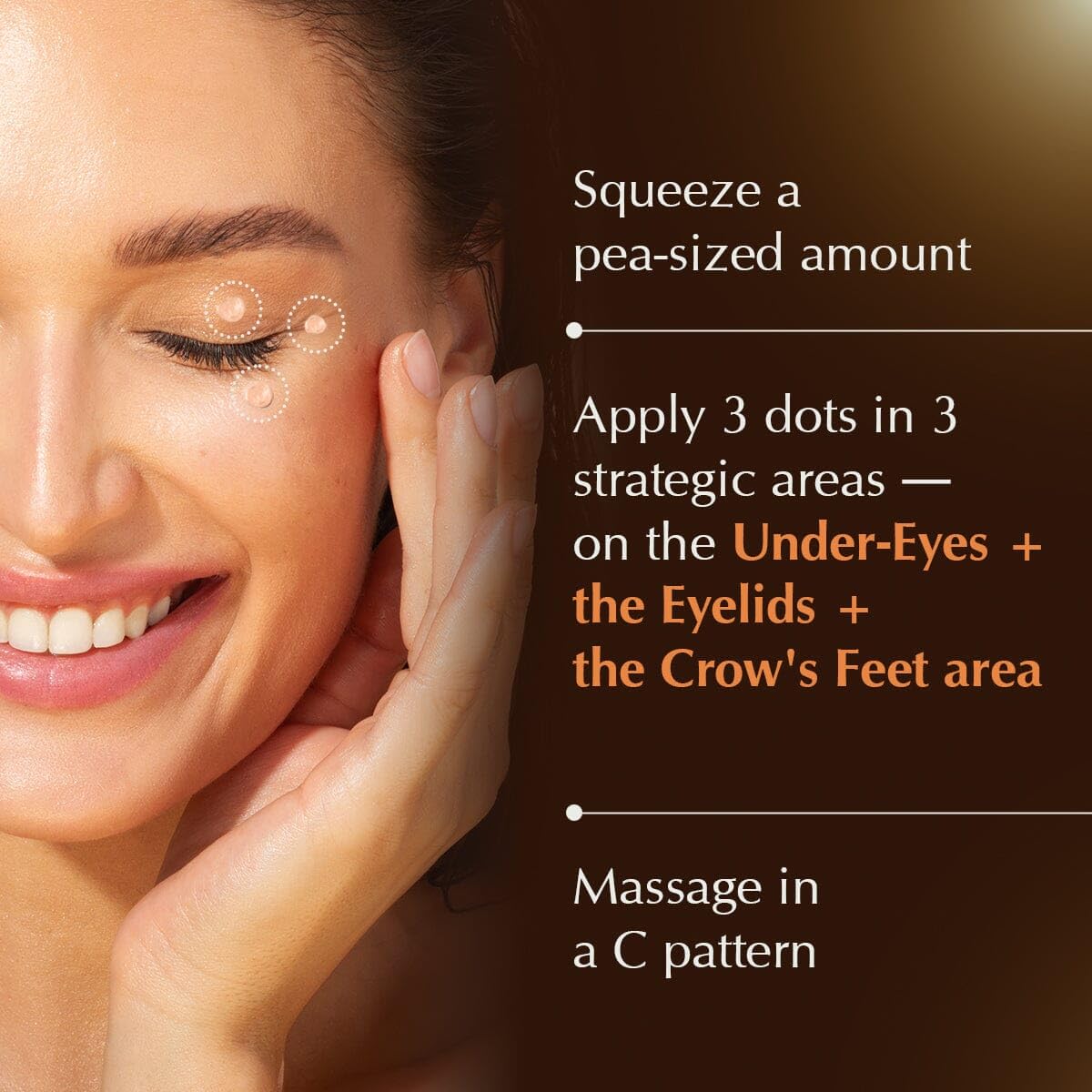 Applied around eyes, Rufolia offers potential brightness and a refreshed look.