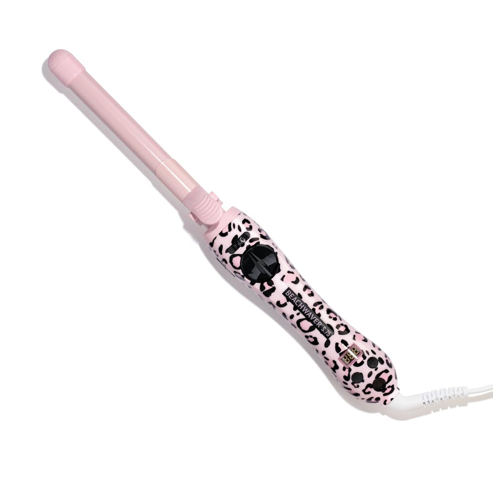 The Beachwaver Co. S75 pink catwalk rotating curling iron creates salon-worthy waves.