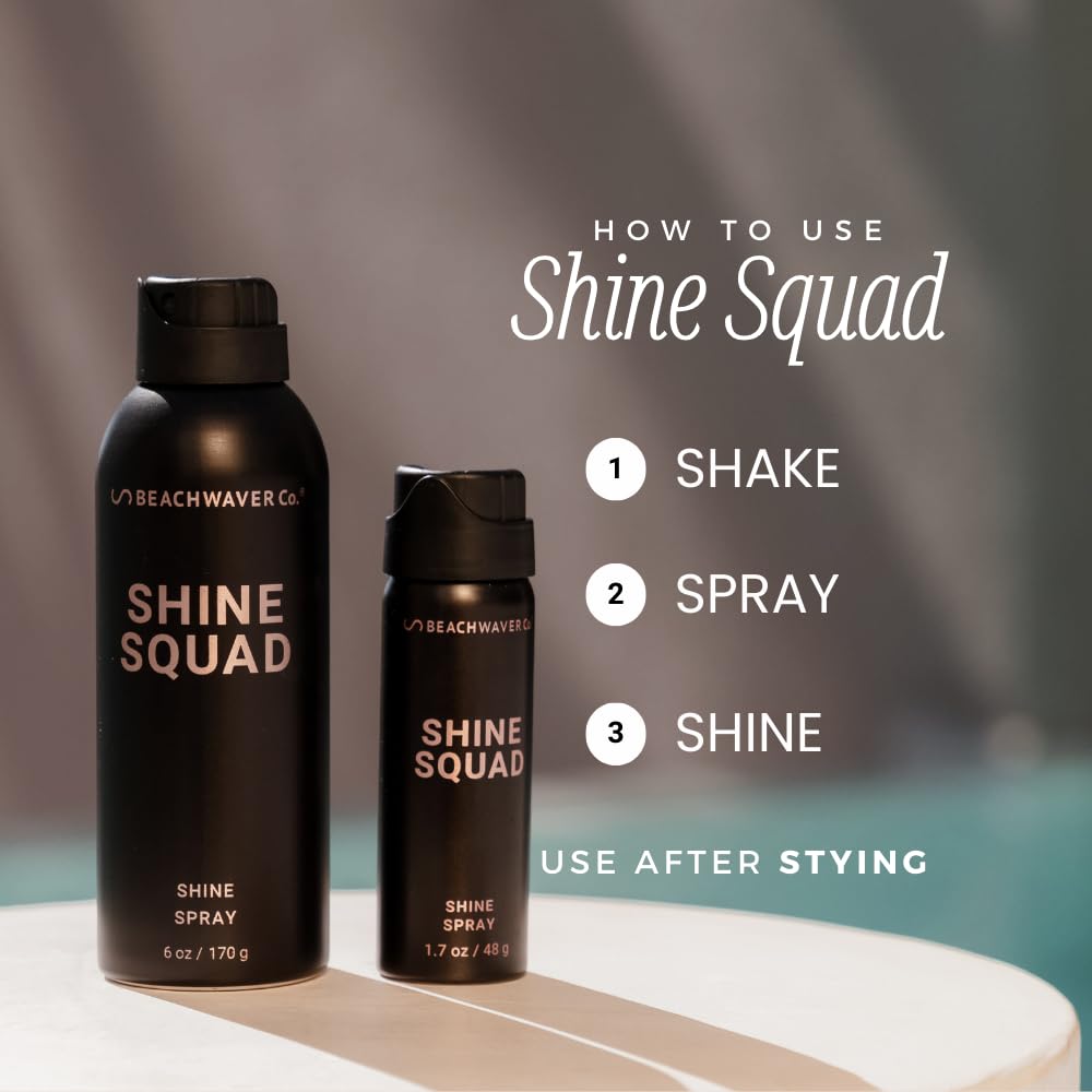 The Beachwaver Co Shine Squad 6 oz bottle ready for everyday styling.