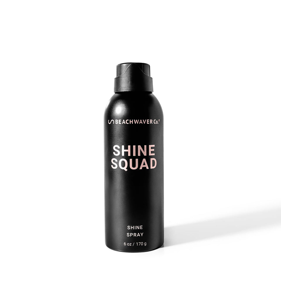 The Beachwaver Co Shine Squad bottle pour showing HIx Bond Multipliers for lasting shine.