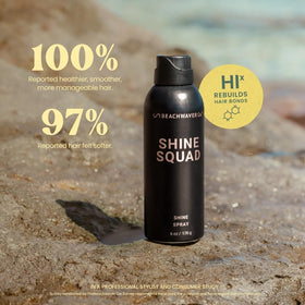 Shine Squad spray mist demonstrates lightweight, even application for shine.