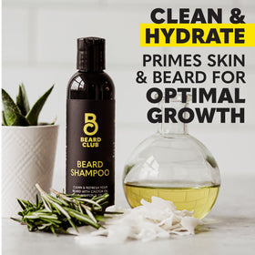 The Beard Club cedar beard oil bottle moisturizes and distributes evenly