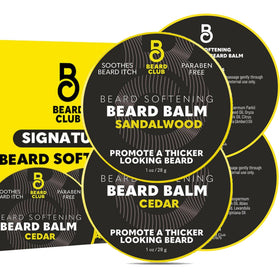 The Beard Club Cedar & Sandalwood beard balm bottle and label