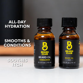 The Beard Club duo ingredients map highlights nourishing oils.