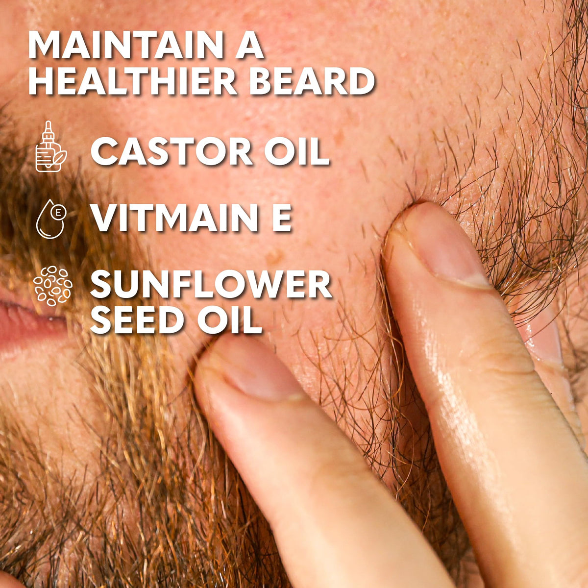 The Beard Club sandalwood oil bottle offers warm fragrance.