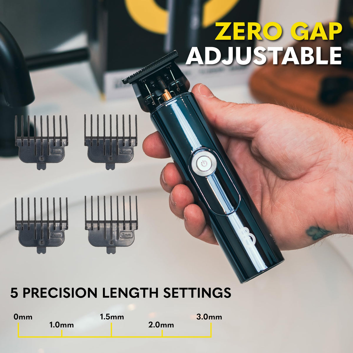 The Beard Club IPX7 waterproof trimmer handles wet or dry grooming with ease