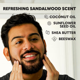 The Beard Club Sandalwood Balm texture reveals light hold without stiffness.