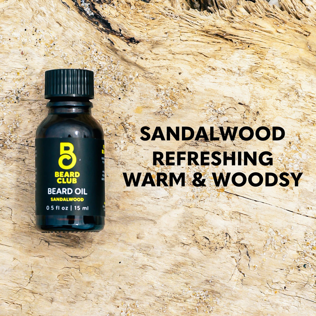 The Beard Club sandalwood beard oil being applied to the beard
