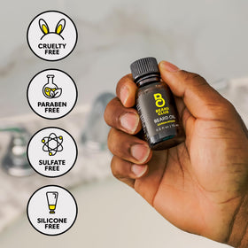 Drops on beard from The Beard Club sandalwood beard oil for smooth hair