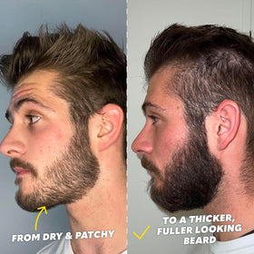 The Beard Club Biotin Balm jar softens strands with shea butter.