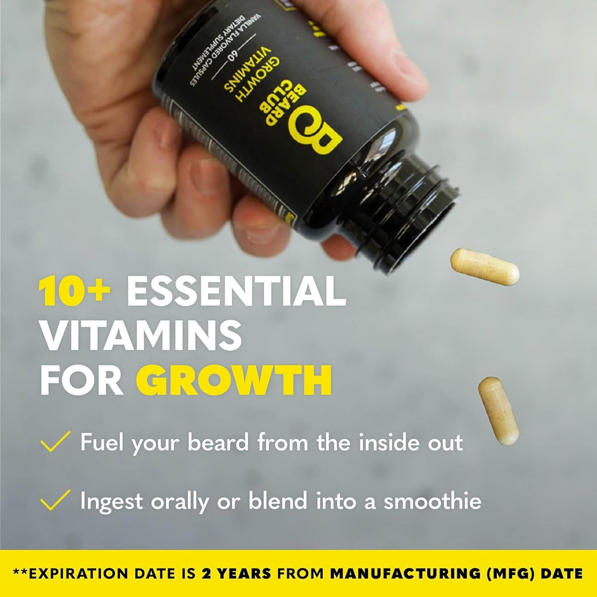The Beard Club Vitamin Spray bottle provides Biotin hydration for fuller look.