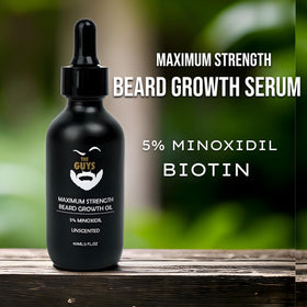 The Beard Guys minoxidil serum pump shown for precise dispensing.