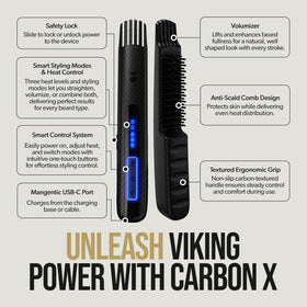 The Beard Struggle Carbon X heated brush on beard delivering smooth, polished results.