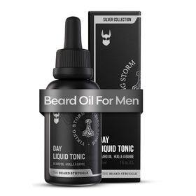 The Beard Struggle Day Liquid Tonic bottle featuring Viking Storm for moisturized skin.