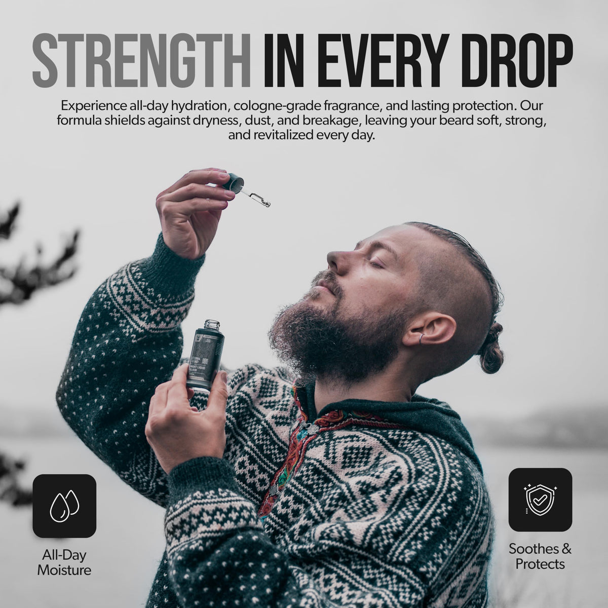 The Beard Struggle Day Liquid Tonic moisturizes skin under the beard.