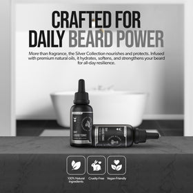 The Beard Struggle Day Liquid Tonic softens beard hair.