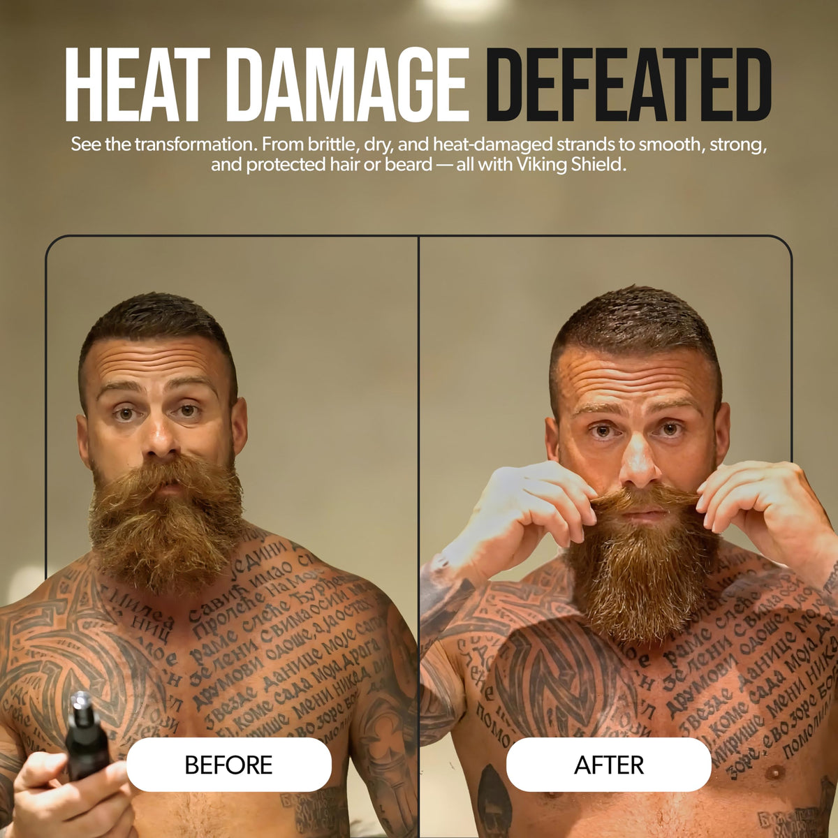The Beard Struggle Viking Shield is sprayed evenly before styling
