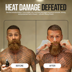 The Beard Struggle Viking Shield is sprayed evenly before styling