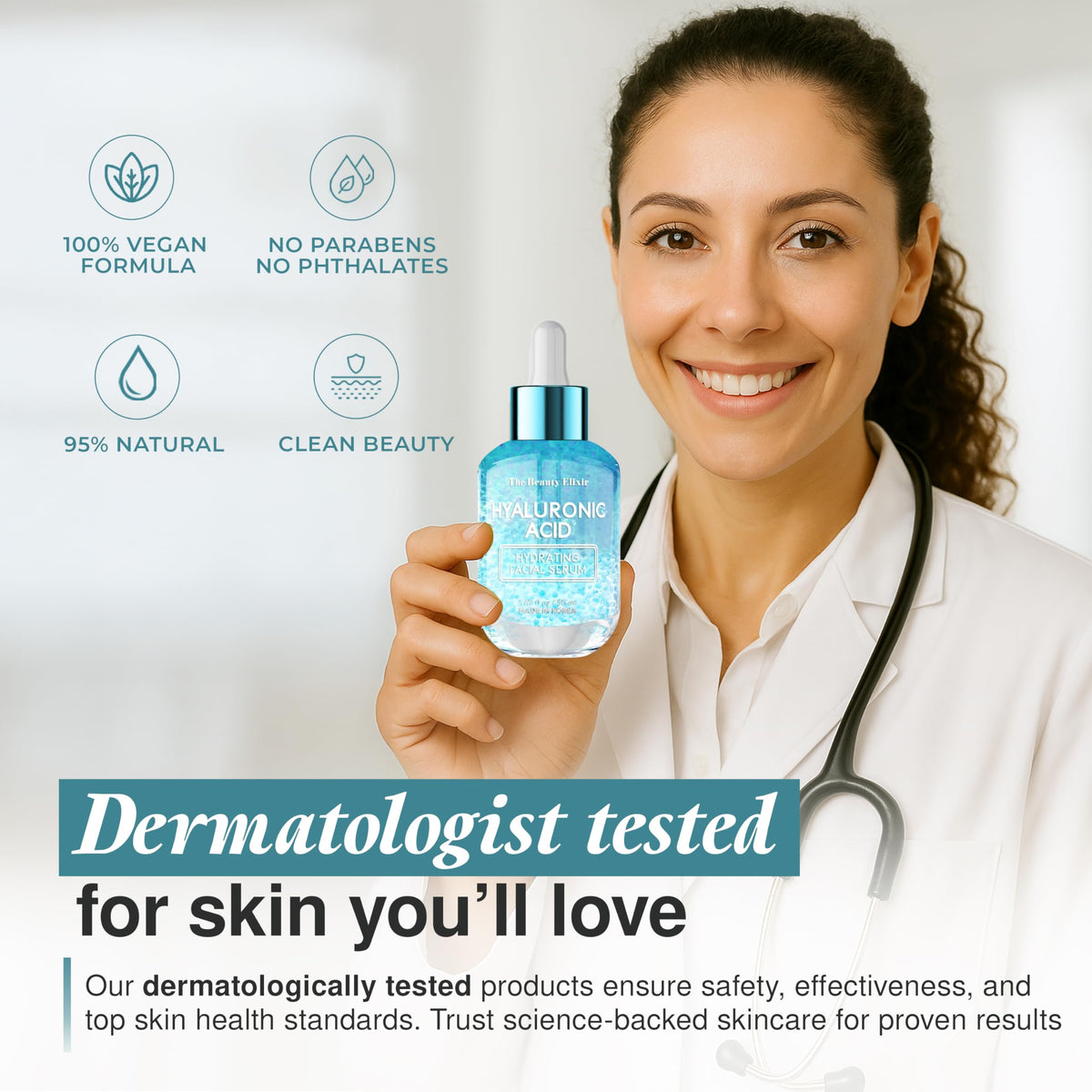 The Beauty Elixir Application Routine demonstrates easy daily use for plump, hydrated skin.
