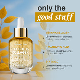 The Beauty Elixir packaging sleek bottle on vanity communicates clean beauty.