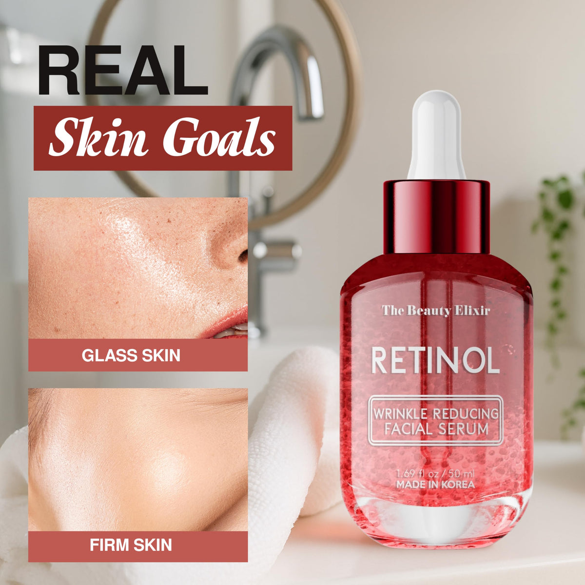 The Beauty Elixir serum being applied to the face, promoting even absorption