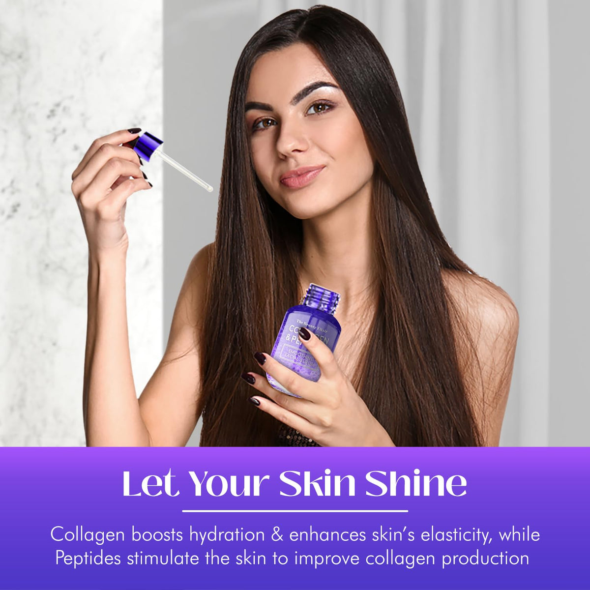 The Beauty Elixir sleek bottle on display signals premium skincare.