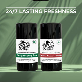 The Black Stuff Citrus Cedarwood Blast deodorant stick for energized days