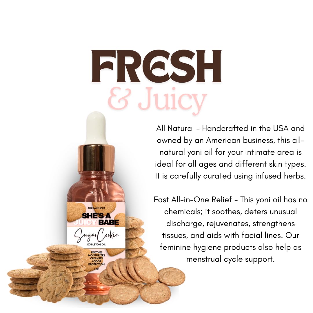 Close-up of application showing gentle texture of The Blush Spot Yoni Oil.