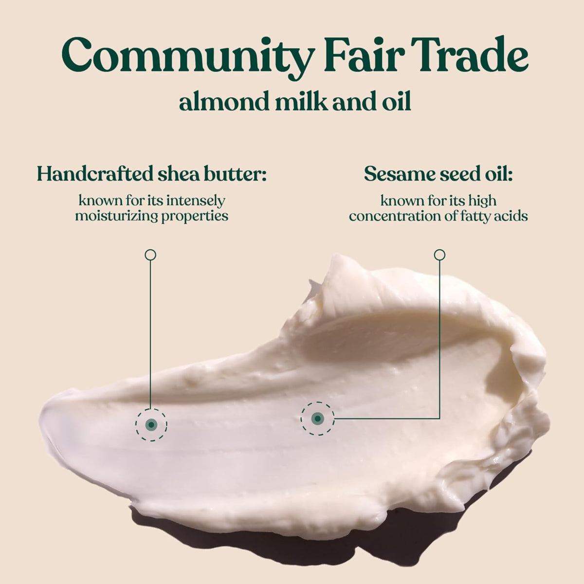The Body Shop Almond Milk Body Butter dispensing cream for easy application.