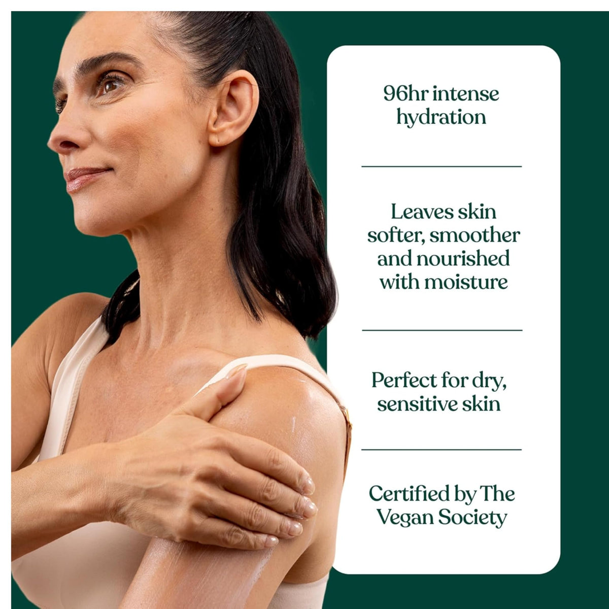 The Body Shop Almond Milk Body Butter hand-application on skin.
