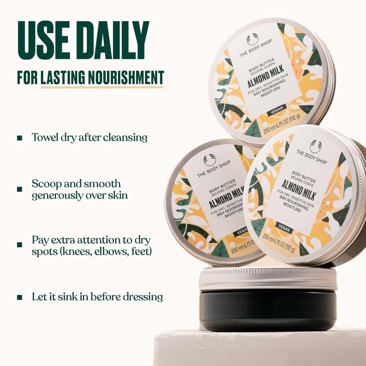 The Body Shop Almond Milk Body Butter soft, nourished-looking skin.