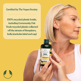 Banana conditioner pump and bottle in shower for easy daily use