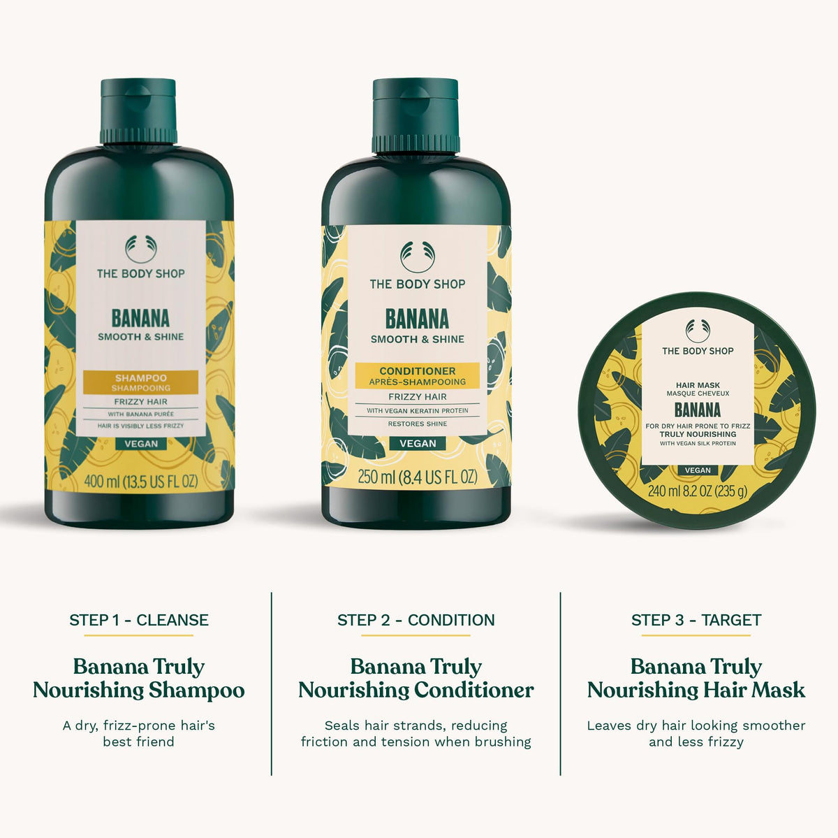 Soft hair after use with vibrant banana aroma invites pampering routines