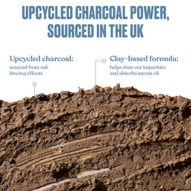 Spreading the mask reveals a clay consistency with charcoal for deep cleansing