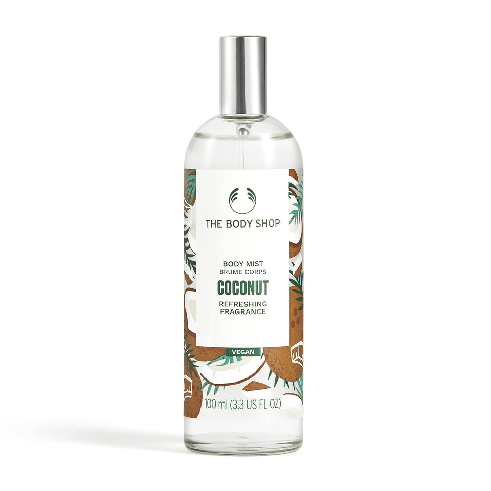 The Body Shop Coconut Body Mist bottle front view for refreshing daily use