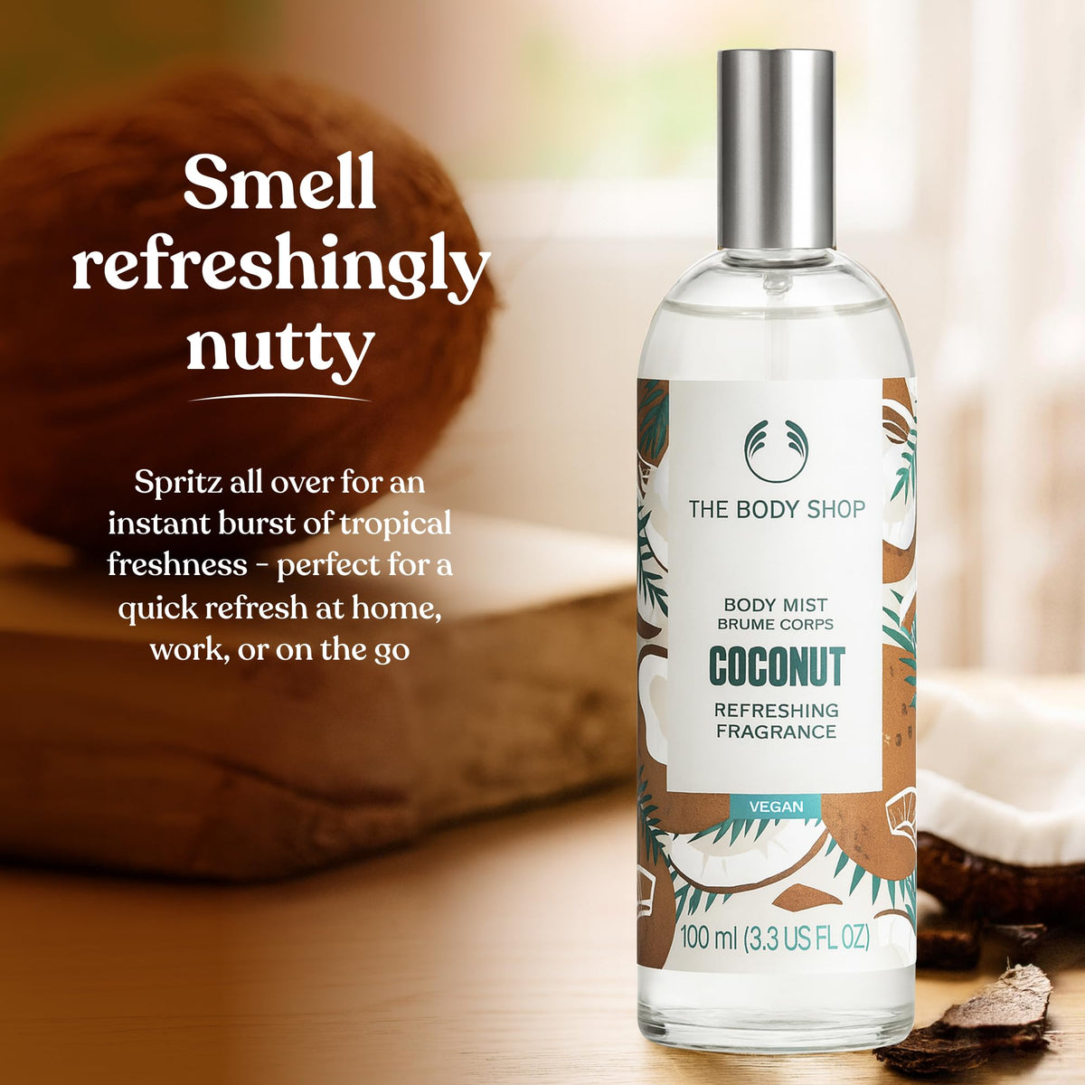 The Body Shop Coconut Body Mist compact travel size for on-the-go