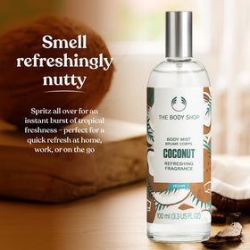 The Body Shop Coconut Body Mist compact travel size for on-the-go