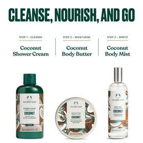 The Body Shop Coconut Body Mist tropical fragrance close-up for mood lift