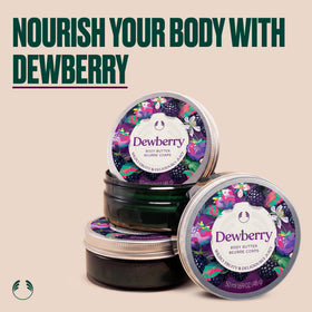 The Body Shop Dewberry packaging highlights vegan, 96-hour hydration for all skin types