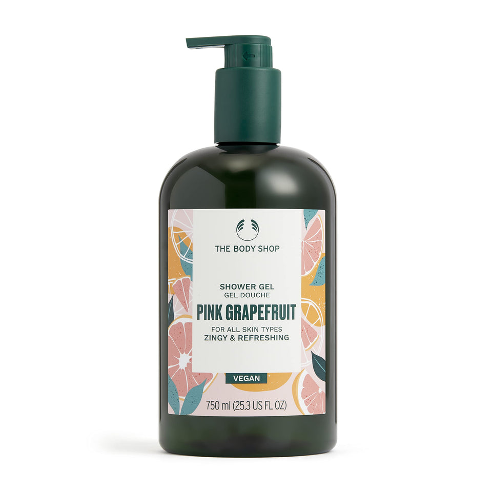The Body Shop Pink Grapefruit Shower Gel bottle offers a refreshing cleanse