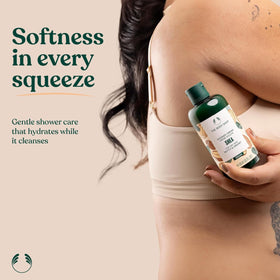 The Body Shop Shea Shower Cream vegan-certified label visible on packaging