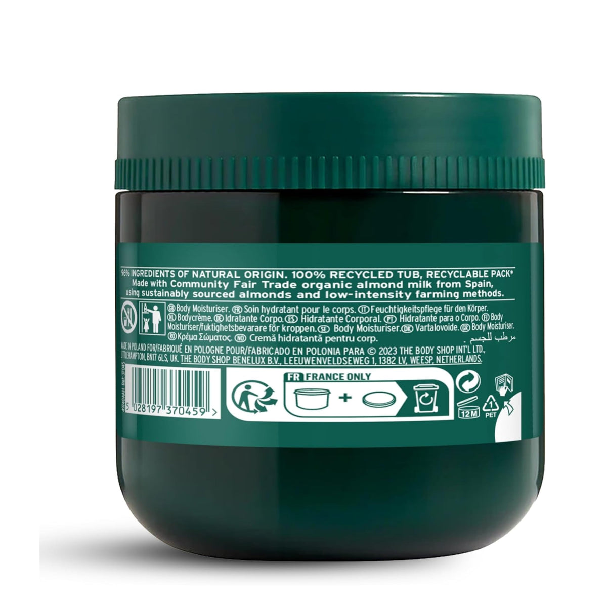 The Body Shop Strawberry Body Yogurt pump bottle illustrates lightweight hydration for 48 hours.