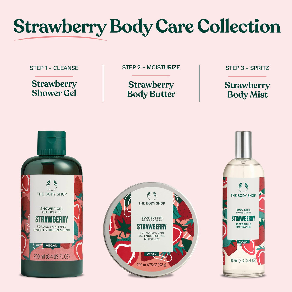 The Body Shop Strawberry Shower Gel supports Community Fair Trade aloe vera sourcing.
