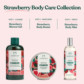 The Body Shop Strawberry Shower Gel supports Community Fair Trade aloe vera sourcing.