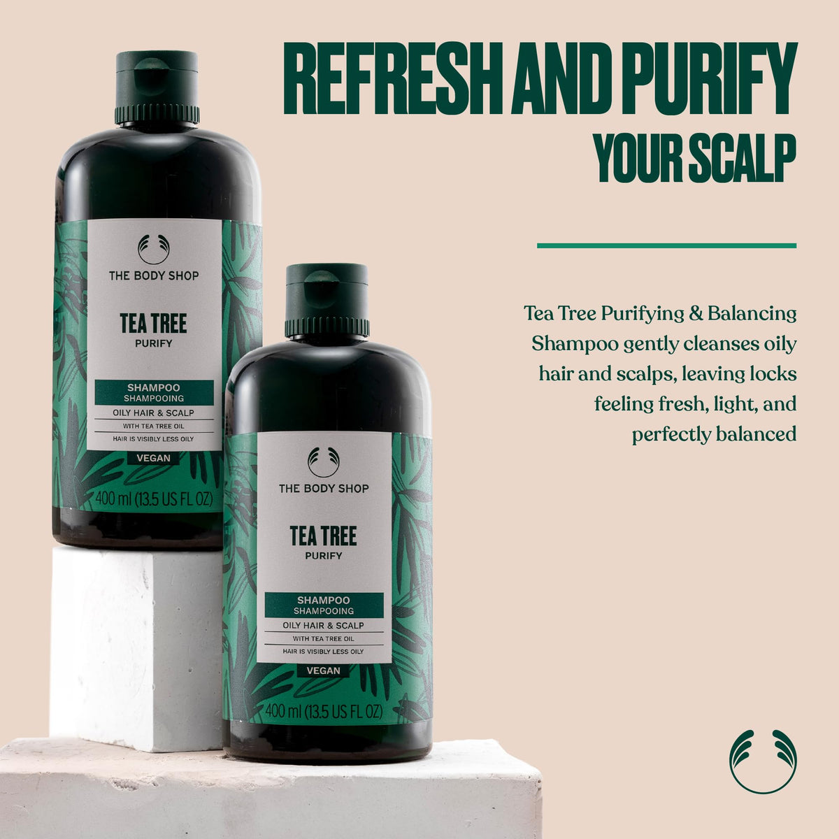 Creamy foam from Tea Tree shampoo nourishes scalp without over-drying.