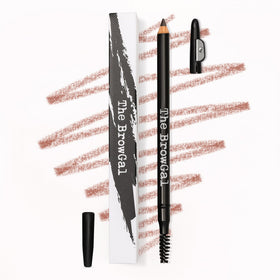 The BrowGal eyebrow pencil tip closeup showing precise hair-like strokes for natural definition