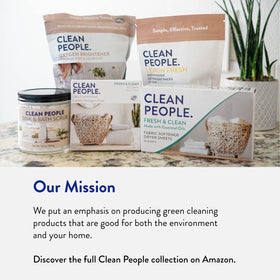 Bathroom sink display showing The Clean People variety pack ready to use.