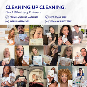 The Clean People Citrus Clove foaming hand soap label close-up highlighting gentle formula