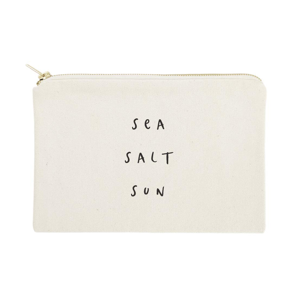 The Cotton & Canvas Co. Sea Salt Sun cosmetic bag highlights durable canvas for travel organization.