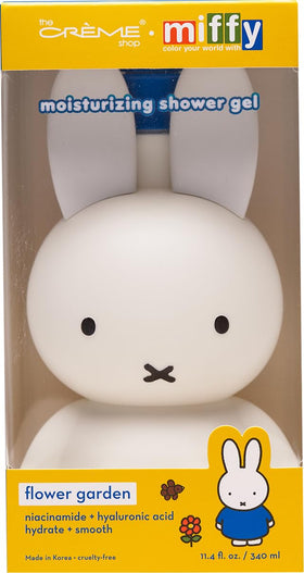 The Crème Shop Miffy Flower Garden Shower Gel bottle provides gentle cleanse and rich foam